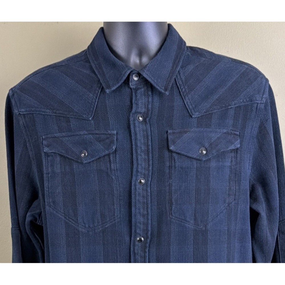 Rare G Star Raw Essentials Unisex XL Pearl Snap Herringbone Cowboy Over Shirt